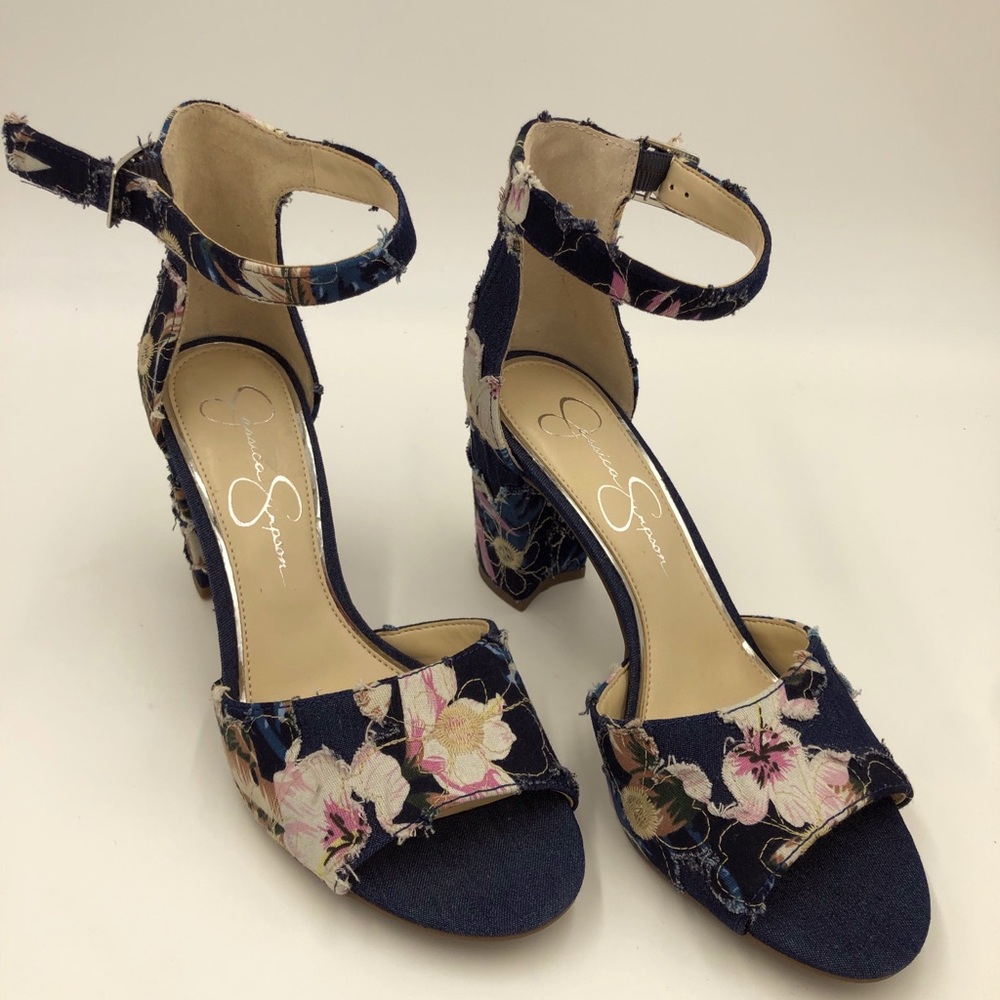 Jessica Simpson floral denim sandals